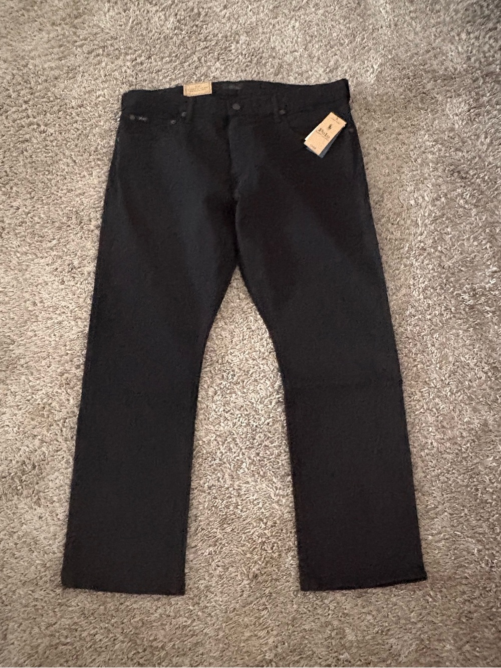 Polo Ralph Lauren Derek Slim Straight Jeans Black Garment Dyed 38x30 Men’s NWT